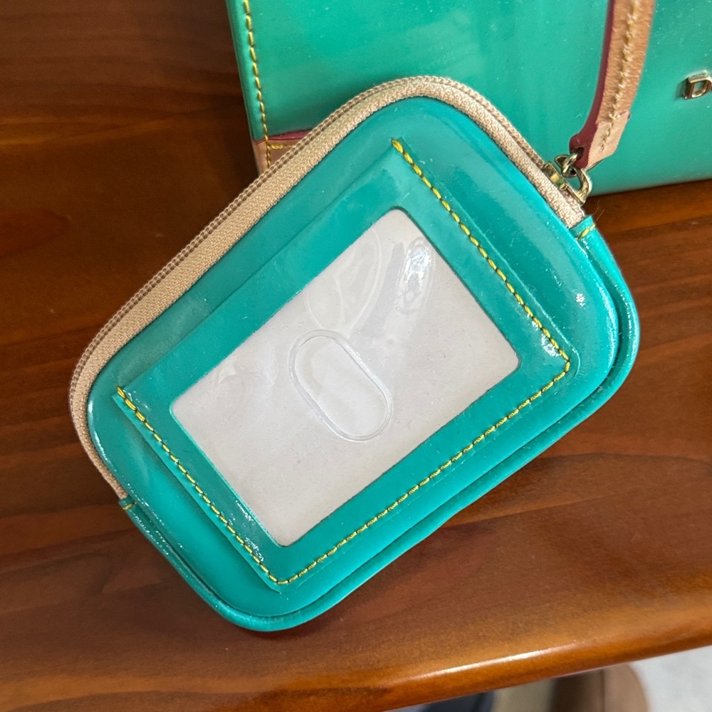 Dooney & Bourke Aqua and Beige Tote - Picture 6 of 8